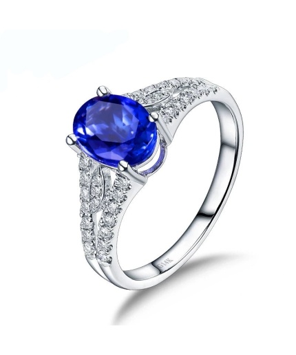 Natural Tanzanite Ring, 14k Solid White Gold Engagement Ring, Wedding Ring, Tanzanite Ring, luxury Ring, soliture Ring, Oval cut Ring | Save 33% - Rajasthan Living