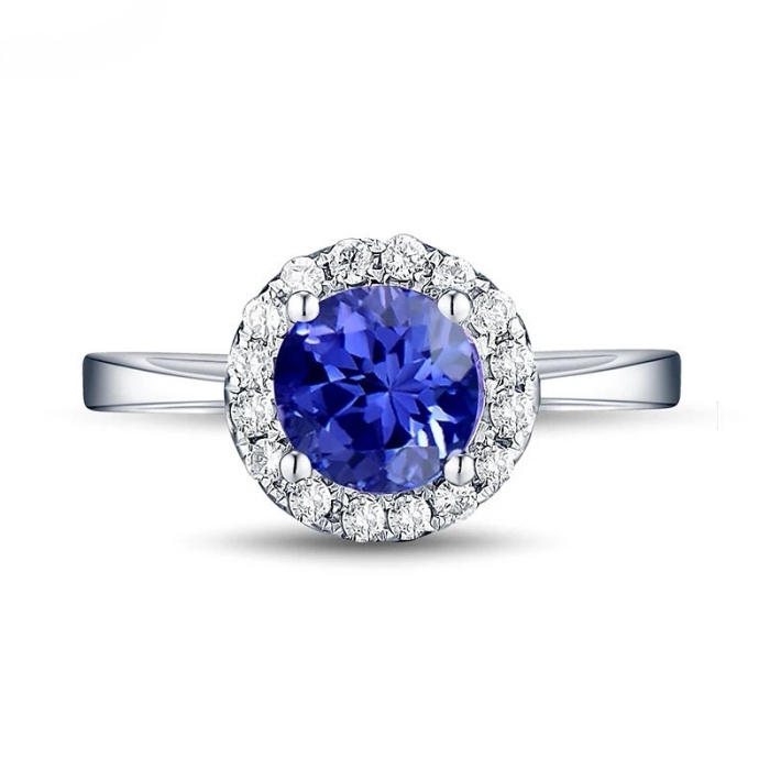 Natural Tanzanite Ring, 18k Solid White Gold Engagement Ring, Wedding Ring, Tanzanite Ring, luxury Ring, soliture Ring, Round cut Ring | Save 33% - Rajasthan Living 6