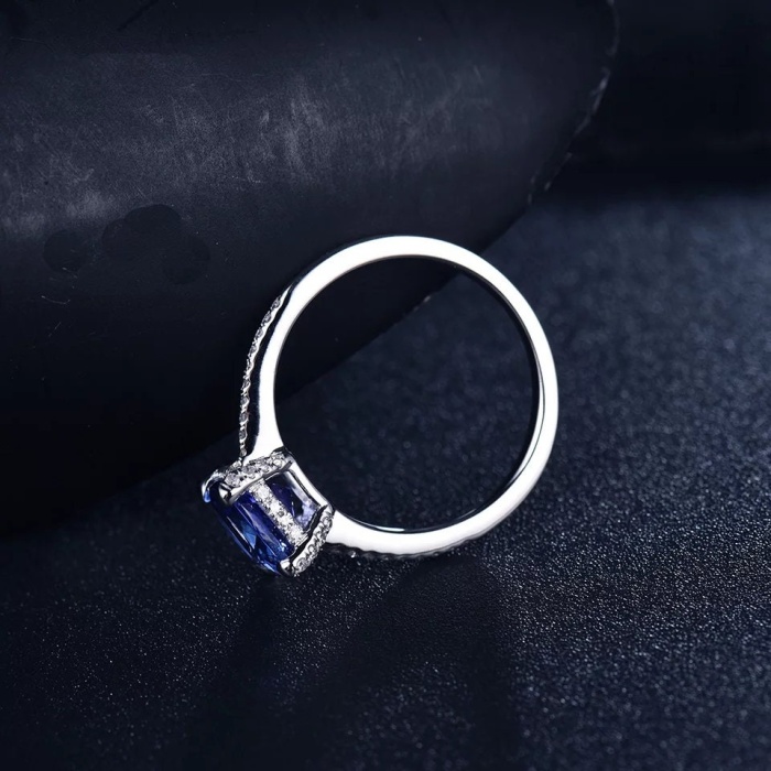 Natural Tanzanite Ring, 14k Solid White Gold Engagement Ring, Wedding Ring, Tanzanite Ring, luxury Ring, soliture Ring, Cushion cut Ring | Save 33% - Rajasthan Living 9