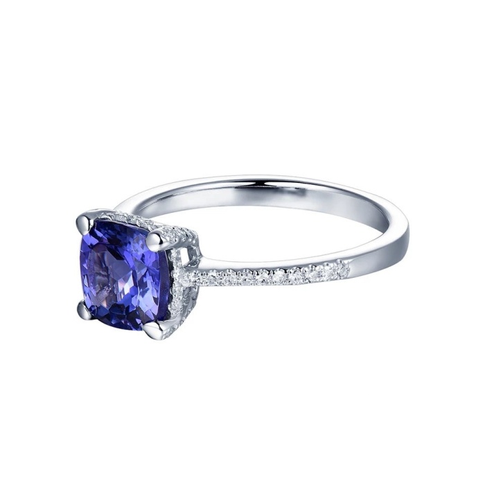 Natural Tanzanite Ring, 14k Solid White Gold Engagement Ring, Wedding Ring, Tanzanite Ring, luxury Ring, soliture Ring, Cushion cut Ring | Save 33% - Rajasthan Living 7