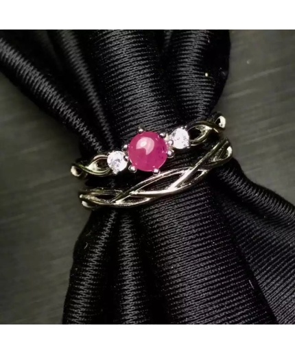 Two Wear Natural Ruby Ring,925 Sterling Silver,Engagement Ring, Wedding Ring, Luxury Ring, Ring/Band, Round Cabution Ring | Save 33% - Rajasthan Living