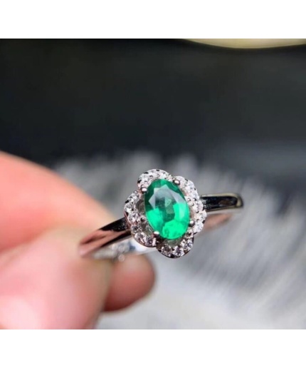 Natural Emerald & Cubic Zirconia Woman Ring, 925 Sterling Silver, Emerald Ring, Statement Ring, Engagement and Wedding Ring | Save 33% - Rajasthan Living