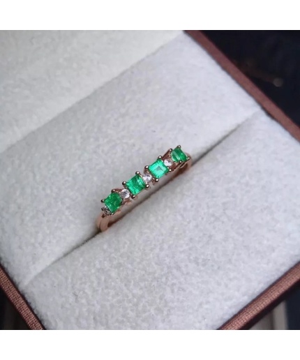 Natural Emerald & Cubic Zirconia Woman Ring, 925 Sterling Silver, Emerald Ring, Statement Ring, Engagement and Wedding Ring | Save 33% - Rajasthan Living 3