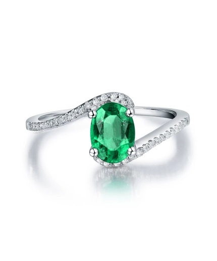 Natural Emerald Ring, 18k Solid White Gold Engagement Ring, Wedding Ring, Emerald Ring, Luxury Ring, Ring/Band, Oval Cut Ring | Save 33% - Rajasthan Living 3