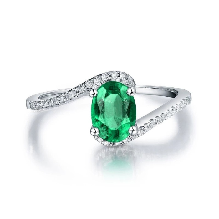 Natural Emerald Ring, 18k Solid White Gold Engagement Ring, Wedding Ring, Emerald Ring, Luxury Ring, Ring/Band, Oval Cut Ring | Save 33% - Rajasthan Living 6