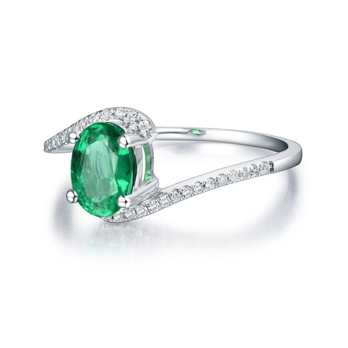 Natural Emerald Ring, 18k Solid White Gold Engagement Ring, Wedding Ring, Emerald Ring, Luxury Ring, Ring/Band, Oval Cut Ring | Save 33% - Rajasthan Living 10