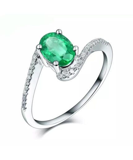 Natural Emerald Ring, 18k Solid White Gold Engagement Ring, Wedding Ring, Emerald Ring, Luxury Ring, Ring/Band, Oval Cut Ring | Save 33% - Rajasthan Living