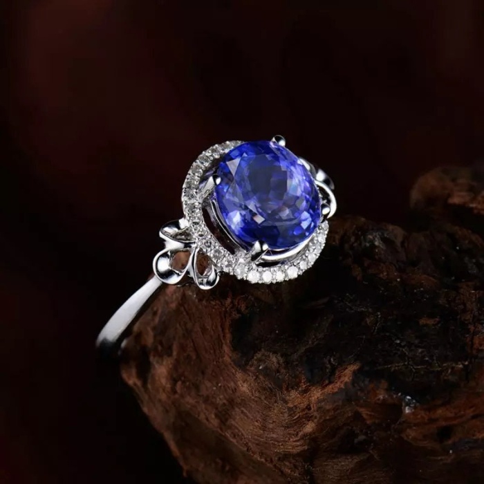 Natural Tanzanite Ring, 18k Solid White Gold Engagement Ring, Wedding Ring, Tanzanite Ring, luxury Ring, soliture Ring, Oval cut Ring | Save 33% - Rajasthan Living 7