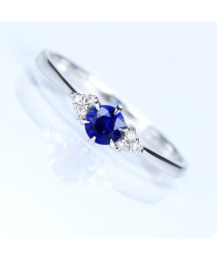 Natural Sapphire Ring, 18k Solid White Gold Engagement Ring, Wedding Ring, Sapphire Ring, Luxury Ring, Ring/Band, Round Cut Ring | Save 33% - Rajasthan Living