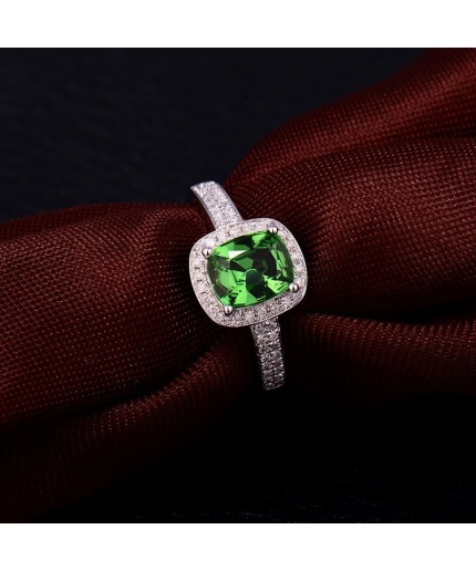 Natural Tsavorite Ring, 18k White Gold Ring, Tsavorite Ring, Engagement Ring, Wedding Ring, Luxury Ring, Ring/Band, Cushion Cut Ring | Save 33% - Rajasthan Living 3