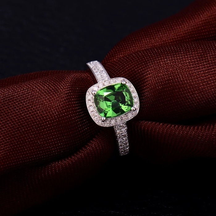 Natural Tsavorite Ring, 18k White Gold Ring, Tsavorite Ring, Engagement Ring, Wedding Ring, Luxury Ring, Ring/Band, Cushion Cut Ring | Save 33% - Rajasthan Living 6