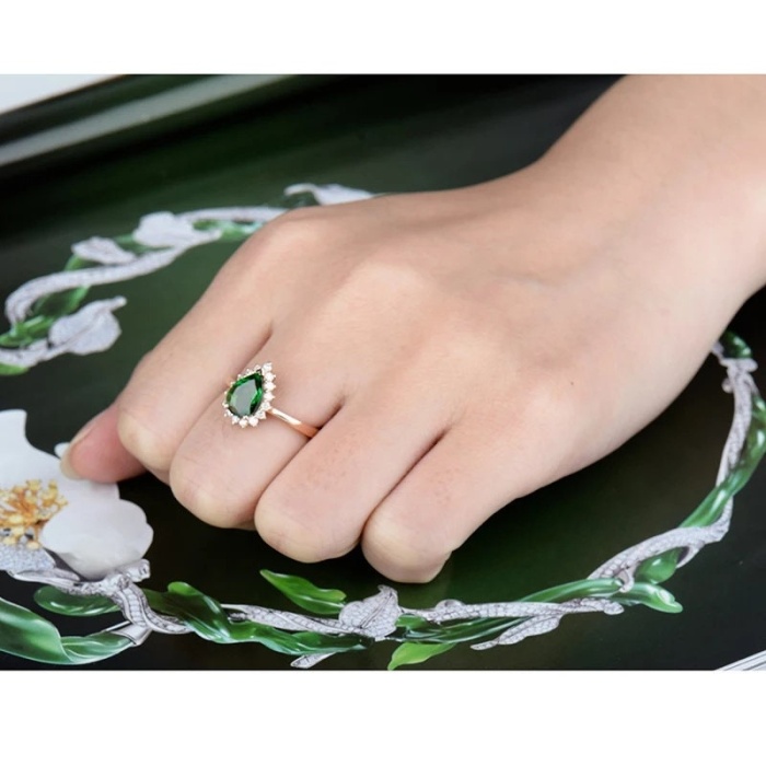 Natural Tsavorite Ring, 18k Rose Gold Ring, Tsavorite Ring, Engagement Ring, Wedding Ring, Luxury Ring, Ring/Band, Pear Cut Ring | Save 33% - Rajasthan Living 8