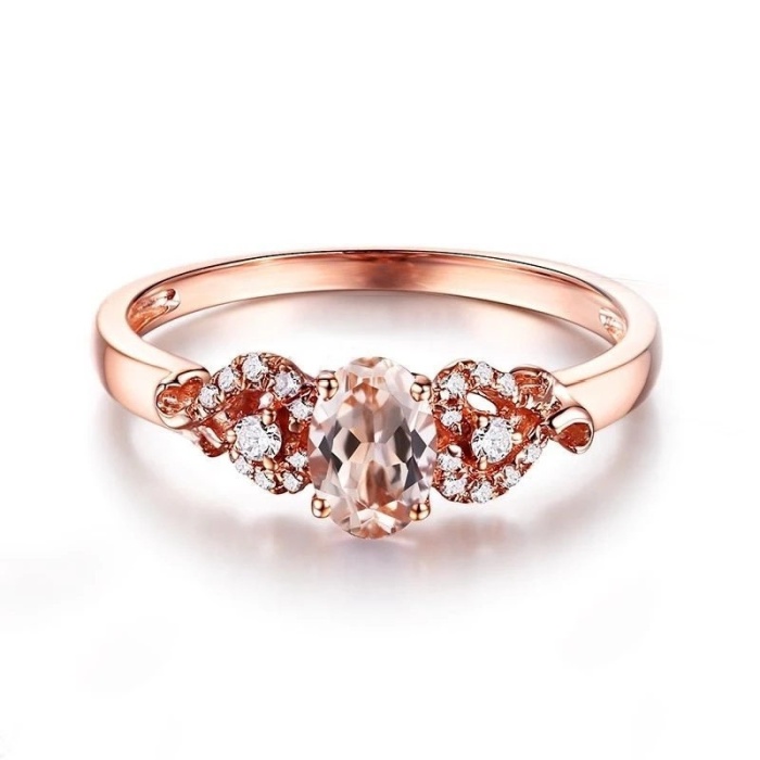 Morganite Ring, 14k Rose Gold Ring, Pink Morganite Ring, Engagement Ring, Wedding Ring, Luxury Ring, Ring/Band, Oval Cut Ring | Save 33% - Rajasthan Living 5