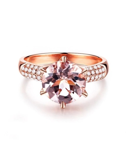 Morganite Ring, 14k Rose Gold Ring, Pink Morganite Ring, Engagement Ring, Wedding Ring, Luxury Ring, Ring/Band, Round Cut Ring | Save 33% - Rajasthan Living 3