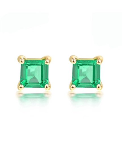 Natural Emerald Studs Earrings, 18k Yellow Gold, Emerald Studs Earrings, Emerald Silver Earrings, Luxury Earrings, Ovel Cut Stone Earrings | Save 33% - Rajasthan Living