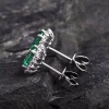 Natural Emerald Studs Earrings, 18k White Gold, Emerald Studs Earrings, Emerald Silver Earrings, Luxury Earrings, Ovel Cut Stone Earrings | Save 33% - Rajasthan Living 16