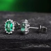 Natural Emerald Studs Earrings, 18k White Gold, Emerald Studs Earrings, Emerald Silver Earrings, Luxury Earrings, Ovel Cut Stone Earrings | Save 33% - Rajasthan Living 15