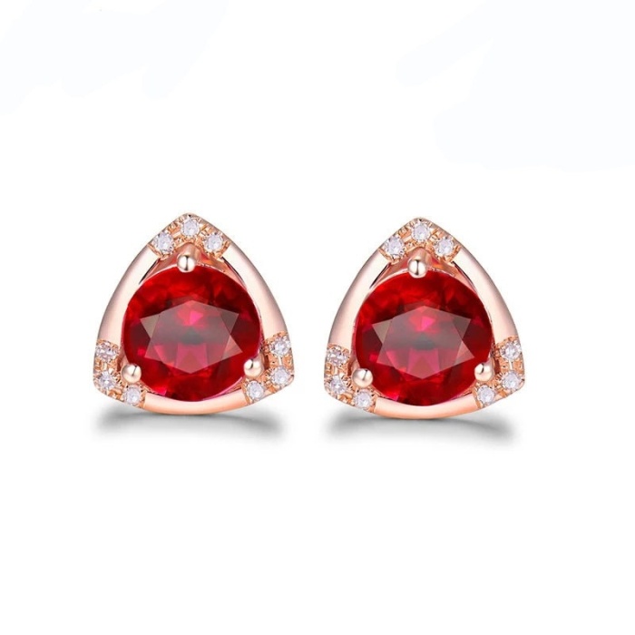 Natural Ruby Studs Earrings, 14k Rose Gold, Ruby Earrings, Ruby Silver Earrings, Ruby Luxury Earrings, Round Cut Stone Earrings | Save 33% - Rajasthan Living 5