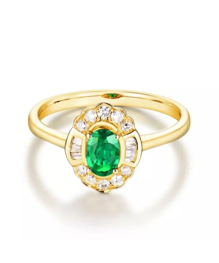 Natural Emerald Ring, 14k Solid Yellow Gold Engagement Ring, Wedding Ring, Emerald Ring, Luxury Ring, Ring/Band, Oval Cut Ring | Save 33% - Rajasthan Living 3