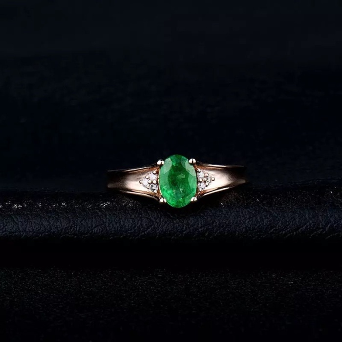 Natural Emerald Ring, 18k Solid Rose Gold Engagement Ring, Wedding Ring, Emerald Ring, Luxury Ring, Ring/Band, Oval Cut Ring | Save 33% - Rajasthan Living 9