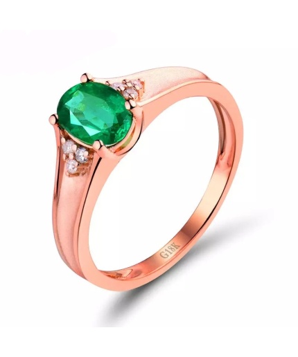 Natural Emerald Ring, 18k Solid Rose Gold Engagement Ring, Wedding Ring, Emerald Ring, Luxury Ring, Ring/Band, Oval Cut Ring | Save 33% - Rajasthan Living