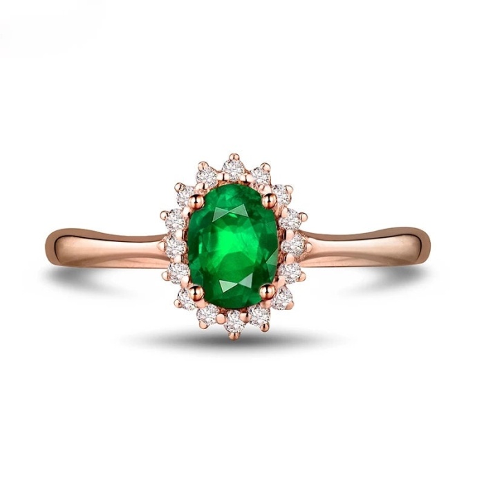 Natural Emerald Ring, 18k Solid Rose Gold Engagement Ring, Diamond Ring, Wedding Ring, Emerald Ring, Luxury Ring, Ring/Band, Oval Cut Ring | Save 33% - Rajasthan Living 6