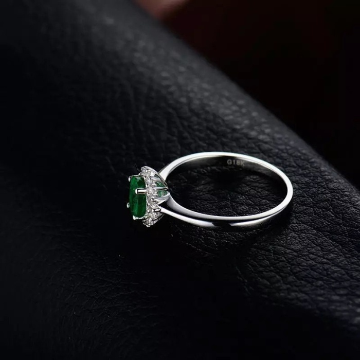 Natural Emerald Ring, 18k Solid White Gold Engagement Ring, Wedding Ring, Emerald Ring, Luxury Ring, Ring/Band, Oval Cut Ring | Save 33% - Rajasthan Living 9