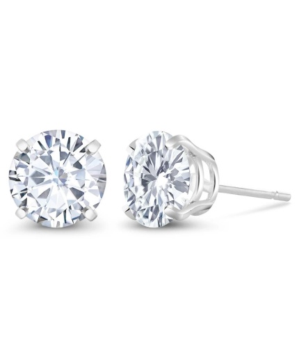 Moissanite Studs Earrings, 925 Sterling Silver, Studs Earrings, Earrings, Moissanite Earrings, Luxury Earrings, Round Cut Stone Earrings | Save 33% - Rajasthan Living