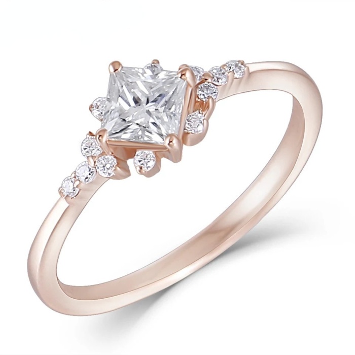 Moissanite Ring, 14k Rose Gold, 1.3ct Moissanite Ring, Engagement Ring, Wedding Ring, Luxury Ring, Ring/Band, Princess Cut Ring | Save 33% - Rajasthan Living 5