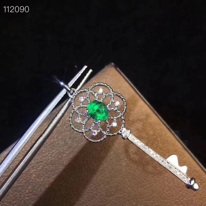 Natural Emerald Pendant, Engagement Pendent, Emerald Silver Pendent, Woman Pendant, Pendant Necklace, Luxury Pendent, Oval Cut Stone Pendent | Save 33% - Rajasthan Living 5