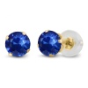 Lab Sapphire Stud Earrings,14k Yellow Gold, Engagement Earrings, Wedding Earrings, Luxury Earrings, Round Cut Stone Earrings | Save 33% - Rajasthan Living 9