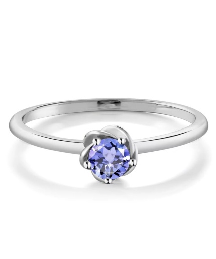 Natural Tanzanite Ring, 10k White Gold Engagement Ring, Tanzanite Ring, Wedding Ring, luxury Ring, soliture Ring, Round cut Ring | Save 33% - Rajasthan Living