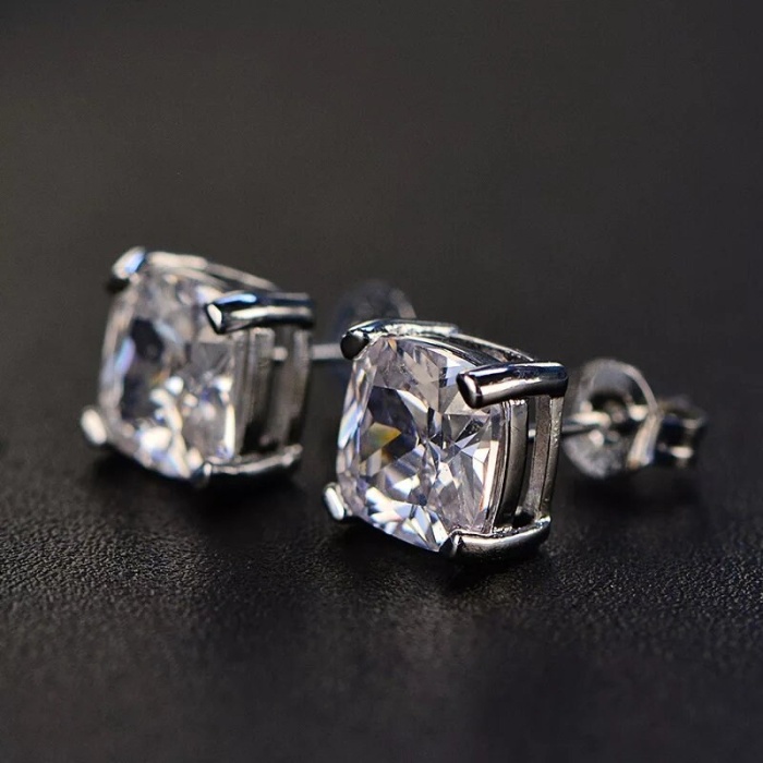 Natural Zircon Studs Earring, 925 Sterling Silver, Cubic Zircon Studs, Zircon Earrings, Zircon Luxury Earrings, Zircon Princess cut Earrings | Save 33% - Rajasthan Living 6