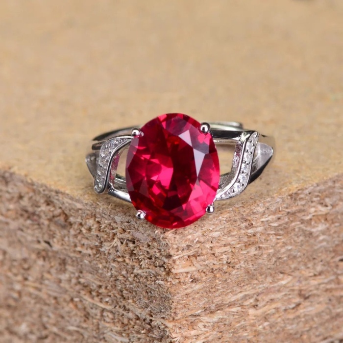 925 Sterling Silver Lab Ruby Woman Ring, Ruby Engagement Ring, Statement Ring, Engagement and Wedding Ring, Wedding Ring, Ruby Luxury Ring | Save 33% - Rajasthan Living 6