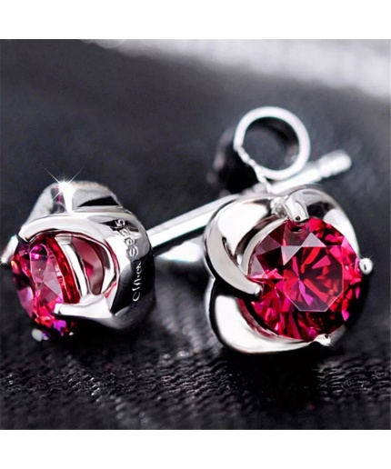 Ruby Studs Earrings, 925 Sterling Silver, Ruby Studs, Ruby Earrings, Ruby Luxury Earrings, Gift For Her, Ruby Round cut Earrings | Save 33% - Rajasthan Living