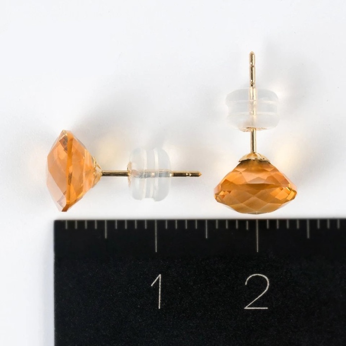 Natural Citrine Studs Earrings, 18k Yellow Gold, Citrine Earrings, Ruby Silver Earrings, Citrine Luxury Earrings, Cushion Cut Stone Earrings | Save 33% - Rajasthan Living 9