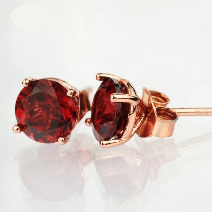 Natural Garnet Studs Earrings, 925 Sterling Silver, Garnet Studs Earrings, Earrings, Garnet Earrings, Luxury Earrings, Round Stone Earrings | Save 33% - Rajasthan Living 7