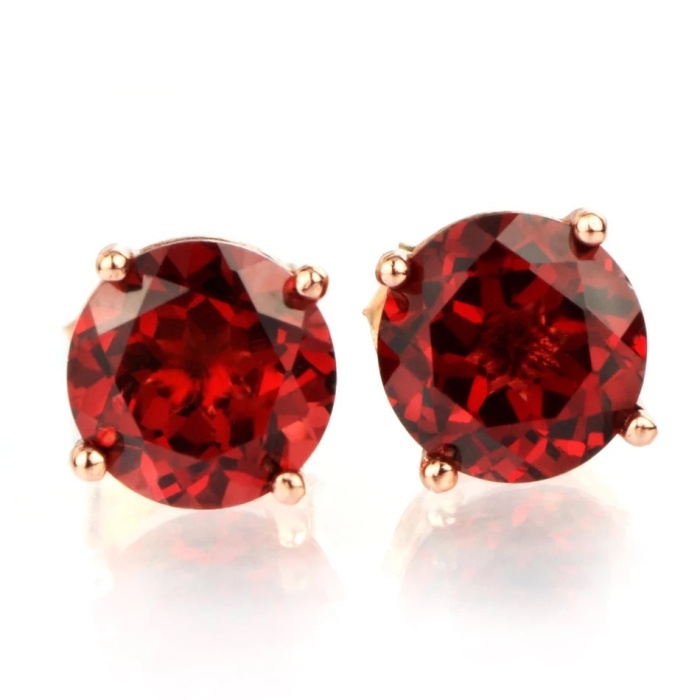 Natural Garnet Studs Earrings, 925 Sterling Silver, Garnet Studs Earrings, Earrings, Garnet Earrings, Luxury Earrings, Round Stone Earrings | Save 33% - Rajasthan Living 5