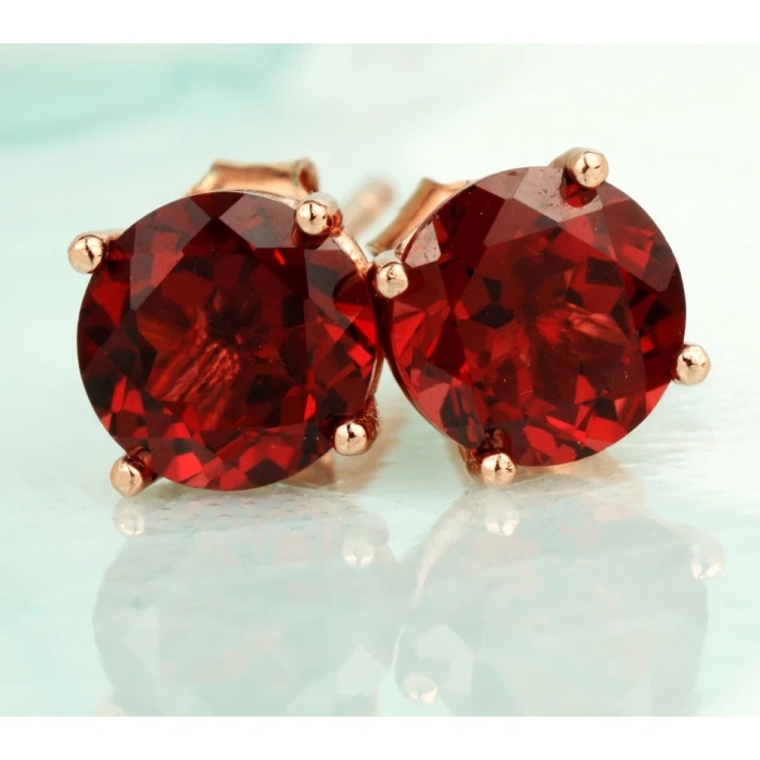 Natural Garnet Studs Earrings, 925 Sterling Silver, Garnet Studs Earrings, Earrings, Garnet Earrings, Luxury Earrings, Round Stone Earrings | Save 33% - Rajasthan Living 6