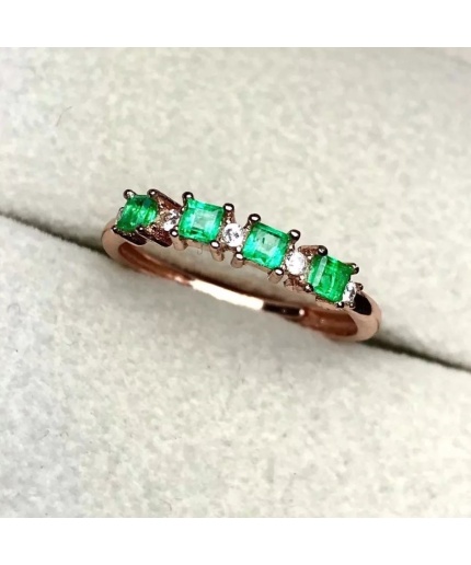 Natural Emerald & Cubic Zirconia Woman Ring, 925 Sterling Silver, Emerald Ring, Statement Ring, Engagement and Wedding Ring | Save 33% - Rajasthan Living