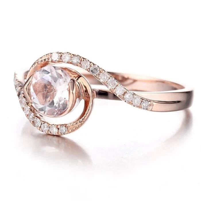 Morganite Ring, 14k Rose Gold Ring, Pink Morganite Ring, Engagement Ring, Wedding Ring, Luxury Ring, Ring/Band, Round Cut Ring | Save 33% - Rajasthan Living 9