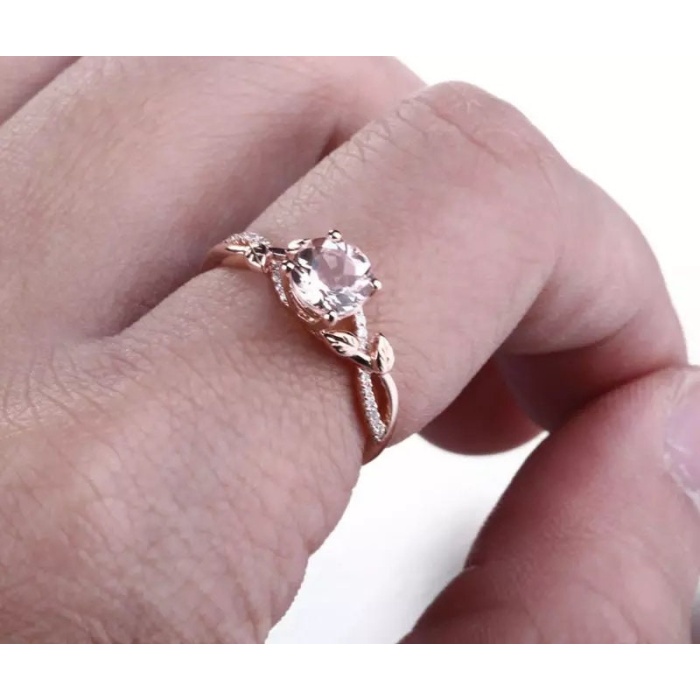 Morganite Ring, 14k Rose Gold Ring, Pink Morganite Ring, Engagement Ring, Wedding Ring, Luxury Ring, Ring/Band, Round Cut Ring | Save 33% - Rajasthan Living 8