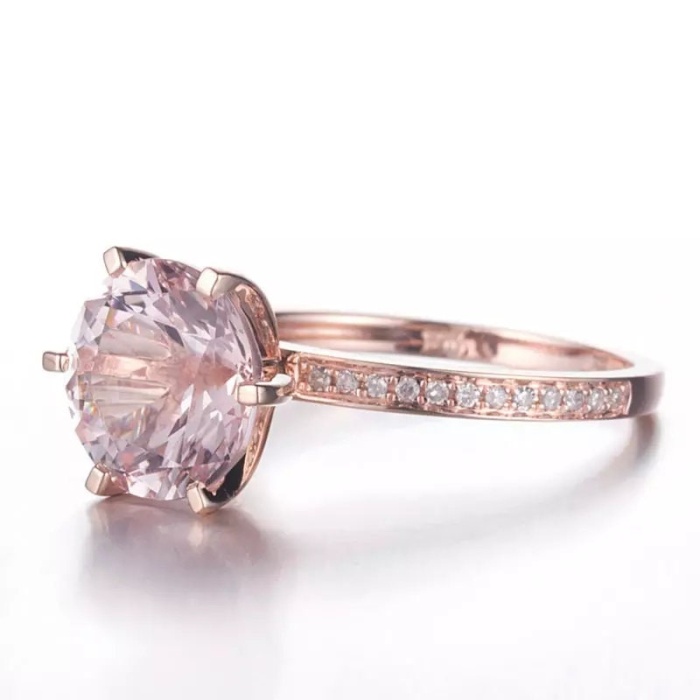 Morganite Ring, 14k Rose Gold Ring, Pink Morganite Ring, Engagement Ring, Wedding Ring, Luxury Ring, Ring/Band, Round Cut Ring | Save 33% - Rajasthan Living 9