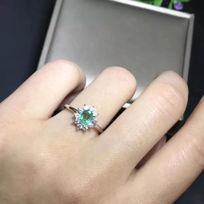 Natural Emerald & Cubic Zirconia Woman Ring, 925 Sterling Silver, Emerald Ring, Statement Ring, Engagement and Wedding Ring | Save 33% - Rajasthan Living 7