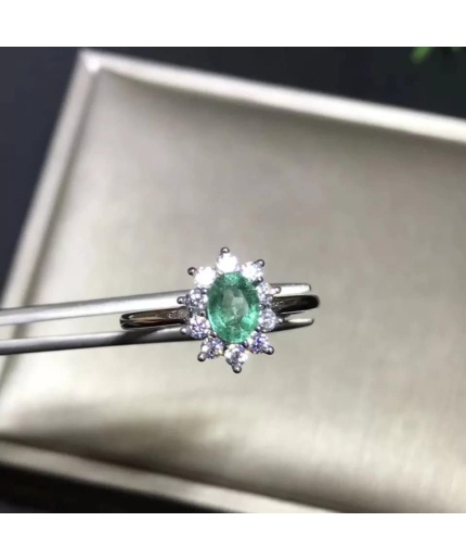 Natural Emerald & Cubic Zirconia Woman Ring, 925 Sterling Silver, Emerald Ring, Statement Ring, Engagement and Wedding Ring | Save 33% - Rajasthan Living