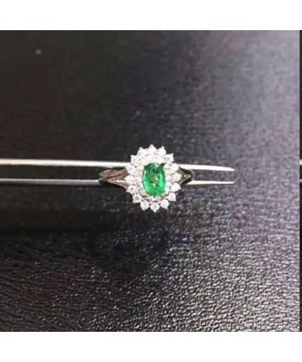 Natural Emerald & Cubic Zirconia Woman Ring, 925 Sterling Silver, Emerald Ring, Statement Ring, Engagement and Wedding Ring | Save 33% - Rajasthan Living 3