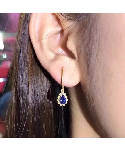 Natural Tanzanite Drop Earrings, 18k Yellow Gold, Tanzanite Earrings, Tanzanite Gold Earrings, Luxury Earrings, Pear Cut Stone Earrings | Save 33% - Rajasthan Living 3