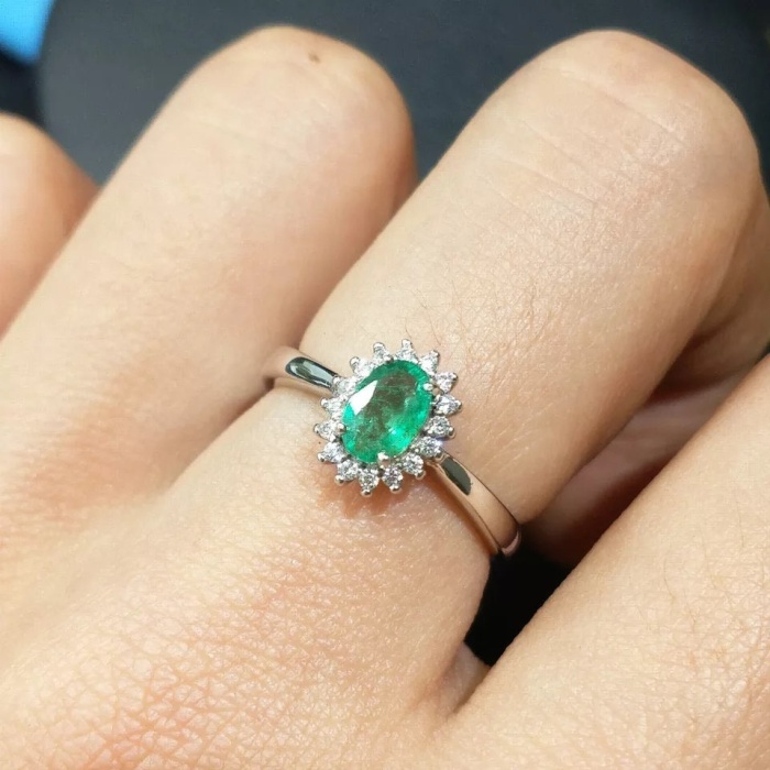 Natural Emerald & Cubic Zirconia Woman Ring, 925 Sterling Silver, Emerald Ring, Statement Ring, Engagement and Wedding Ring | Save 33% - Rajasthan Living 8