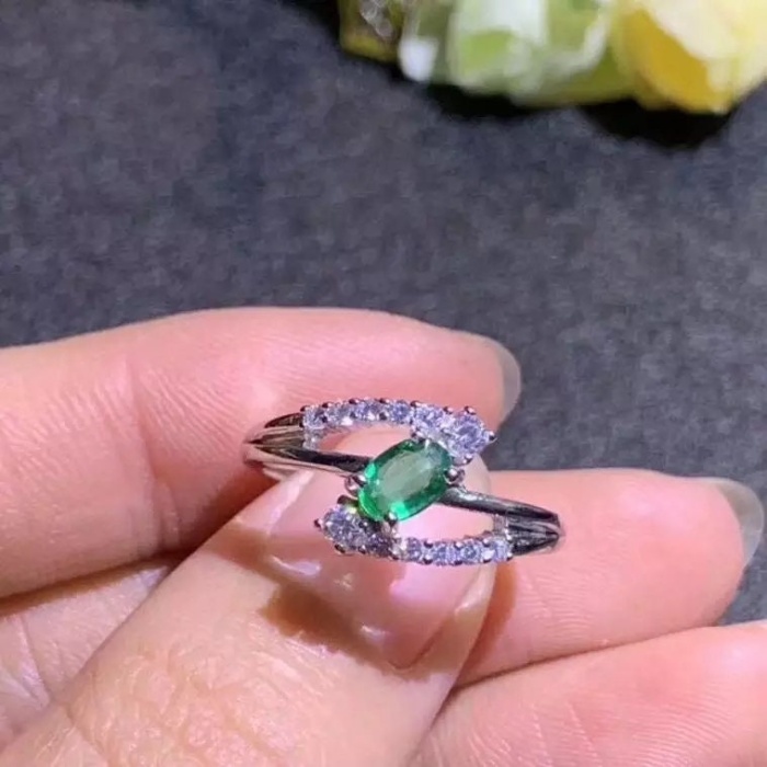 Natural Emerald & Cubic Zirconia Woman Ring, 925 Sterling Silver, Emerald Ring, Statement Ring, Engagement and Wedding Ring | Save 33% - Rajasthan Living 8