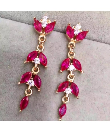 Natural Ruby Drop Earrings, 925 Sterling Silver, Ruby Earrings, Ruby Silver Earrings, Ruby Luxury Earrings, Marquise Cut Stone Earrings | Save 33% - Rajasthan Living 3